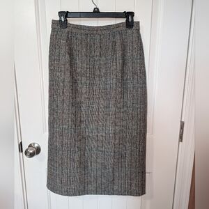 Vintage Un-Branded Wool Blend Pencil Skirt W8 White/Grey/Tan